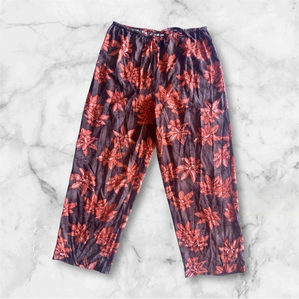 Victoria's Secret Black and Orange Casual Pants with Floral Design